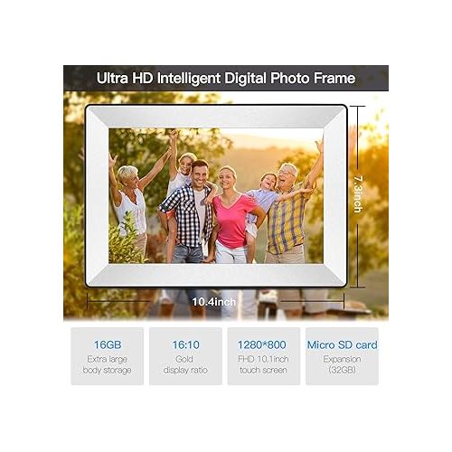  Uhale 10.1inch Digital Picture Frame WiFi Smart Digital Photo Frame 1280 * 800 IPS HD Touch Screen, 16GB Memory, auto-Rotate, use “Uhale”APP Instantly Shares Photos and Videos-Best Gift