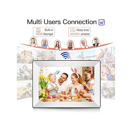  Uhale 10.1inch Digital Picture Frame WiFi Smart Digital Photo Frame 1280 * 800 IPS HD Touch Screen, 16GB Memory, auto-Rotate, use “Uhale”APP Instantly Shares Photos and Videos-Best Gift