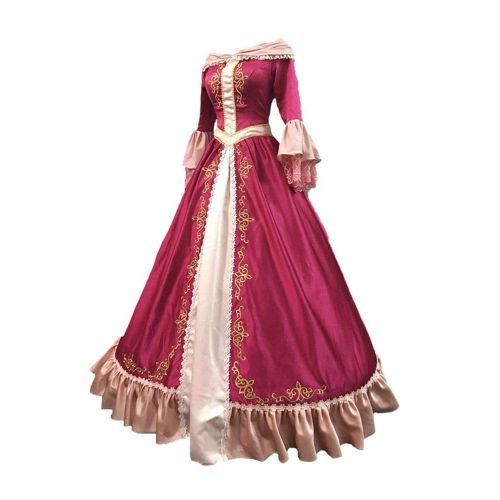  SBcosplay Women Princess Belle Pink Dress Ball Gown Cosplay Dresses Costume Cape Petticoat