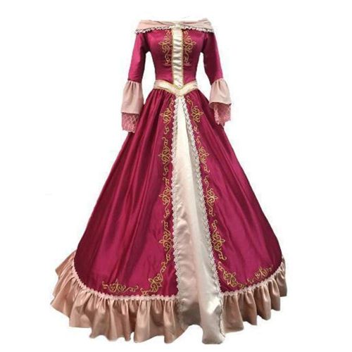  SBcosplay Women Princess Belle Pink Dress Ball Gown Cosplay Dresses Costume Cape Petticoat