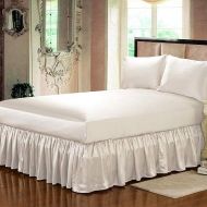 SCALABEDDING Luxurious & Ultra Soft 1000-Thread-Count Satin Silk Dust Ruffle 1pc Bed Skirt 18 Drop Length, California King Size (72x84) Ivory Solid