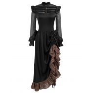 SCARLET DARKNESS Womens Victorian Renaissance Costume Adjustable Ruffle Dresses