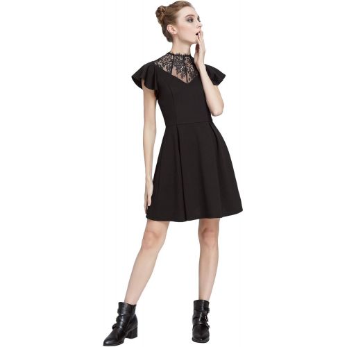  [아마존 핫딜] [아마존핫딜]SCARLET DARKNESS Womens Casual Gothic Dress Flutter Sleeve A-line Swing Dress