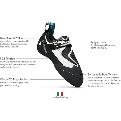  SCARPA Drago LV Rock Climbing Shoes for Sport Climbing and Bouldering - Low-Volume Fit and Specialized Performance for Sensitivity
