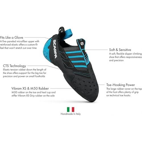  SCARPA Instinct S Slip-On Rock Climbing Shoes for Sport Climbing and Bouldering