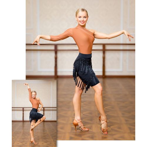  GloriaDance Superstar Series:G2053 Latin Ballroom Dance Professional Stitching Design Handmade Tassels Skirt