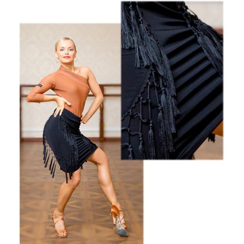  GloriaDance Superstar Series:G2053 Latin Ballroom Dance Professional Stitching Design Handmade Tassels Skirt