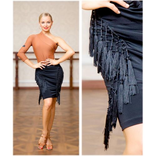  GloriaDance Superstar Series:G2053 Latin Ballroom Dance Professional Stitching Design Handmade Tassels Skirt