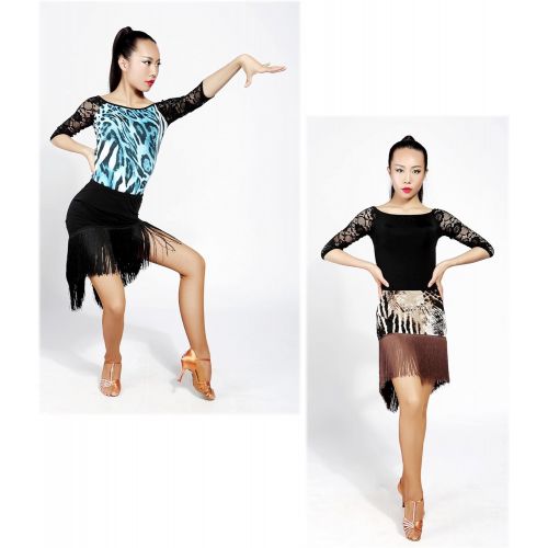  GloriaDance G2005 Latin Ballroom Dance Professional Irregular Tassels Oblique Swing Skirt