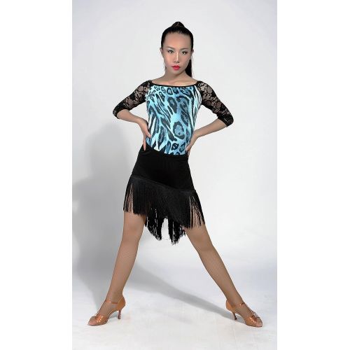  GloriaDance G2005 Latin Ballroom Dance Professional Irregular Tassels Oblique Swing Skirt