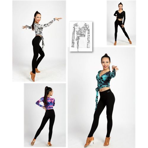  GloriaDance G1040 Latin Ballroom Modern Dance Professional Fastened Belt Midriff-Baring Tops