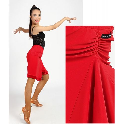  GloriaDance G2026 Latin Ballroom Dance Professional Irregular Folding Surface Velvet Edge Skirt