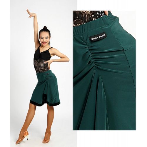  GloriaDance G2026 Latin Ballroom Dance Professional Irregular Folding Surface Velvet Edge Skirt