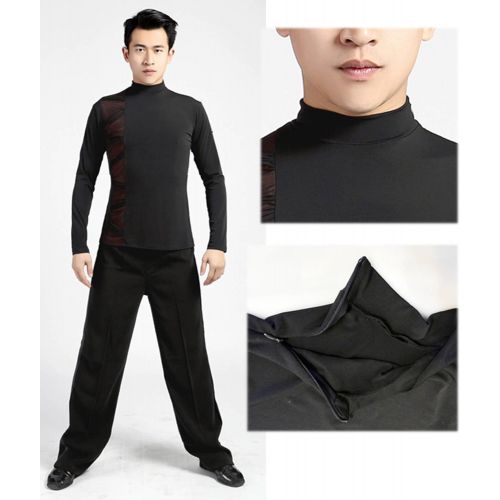  GloriaDance G5007 latin ballroom modern dance professional mesh one side stitching design tops shirt for men