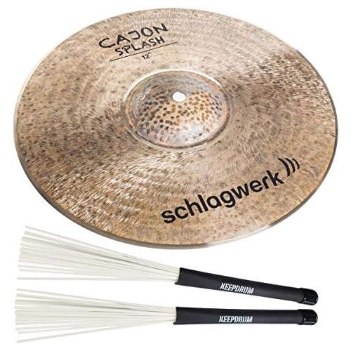  [아마존베스트]Schlagwerk CS12 Cajon Splash Cymbal 12 Inches + Keepdrum Cajon Brushes Red