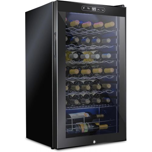  [아마존베스트]Schmecke 34 Bottle Compressor Wine Cooler Refrigerator w/Lock | Large Freestanding Wine Cellar | 41f-64f Digital Temperature Control Wine Fridge For Red, White, Champagne or Sparkl