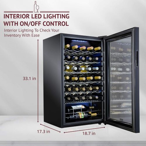  [아마존베스트]Schmecke 34 Bottle Compressor Wine Cooler Refrigerator w/Lock | Large Freestanding Wine Cellar | 41f-64f Digital Temperature Control Wine Fridge For Red, White, Champagne or Sparkl