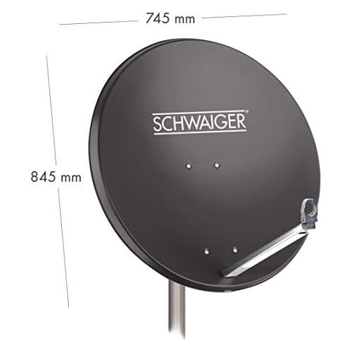  [아마존베스트]-Service-Informationen SCHWAIGER -197 Satellite Dish Satellite Antenna with LNB Support Arm and Pole Bracket, Satellite Dish Made of Aluminium, 75 x 85 cm