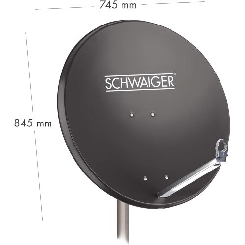  [아마존베스트]-Service-Informationen SCHWAIGER -197 Satellite Dish Satellite Antenna with LNB Support Arm and Pole Bracket, Satellite Dish Made of Aluminium, 75 x 85 cm