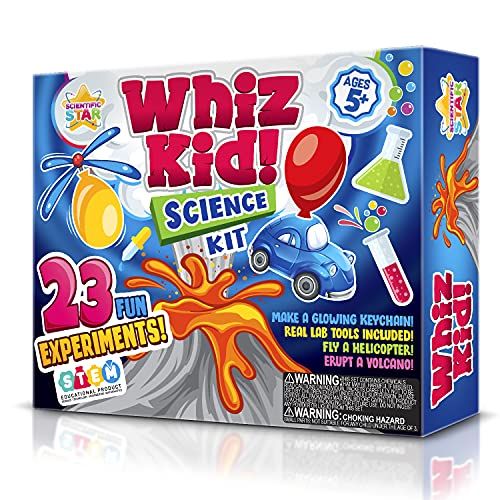  [아마존베스트]SCIENTIFIC WHIZ Science Set for Kids- Over 20 Science Experiments , Including Volcano Science kit , Polymer Beads & More