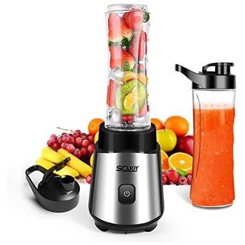  [아마존베스트]Scijoy Mixer Smoothie Maker, Stand Mixer, Mini Shake Maker, Multifunctional Smoothie Maker with 2 x 600 ml Sports Bottle BPA-Free Tritan for Smoothies, Drinks of Fruit and Vegetabl