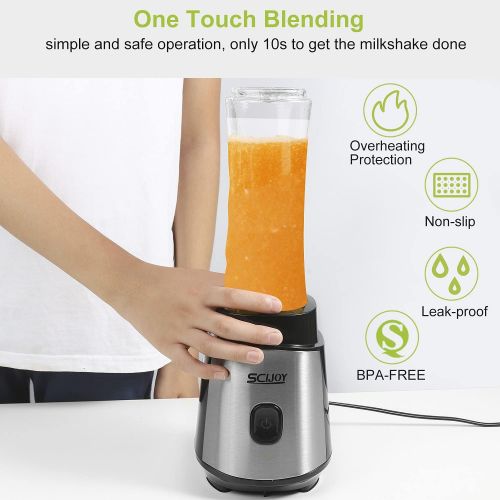  [아마존베스트]Scijoy Mixer Smoothie Maker, Stand Mixer, Mini Shake Maker, Multifunctional Smoothie Maker with 2 x 600 ml Sports Bottle BPA-Free Tritan for Smoothies, Drinks of Fruit and Vegetabl