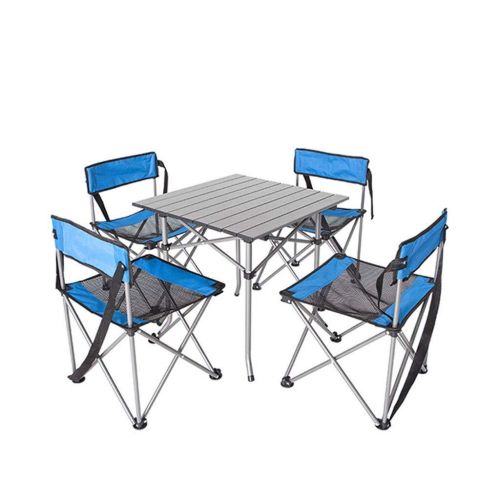  SCJS Outdoor Equipment Table and Chairs Folding 5 Piece Set Portable Camping Chair Self-Driving Picnic