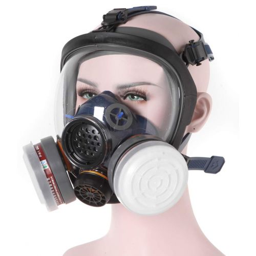  SCK Full Face Organic Vapor Respirator,Professional Respiratory Mask with Double Activated Air Filter,Widely Used in Organic Gas,Paint spary, Chemical,Woodworking,Dust Protections,etc