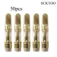 SCKTOO 50 Pack 0.5 / 1ml Ceramic Wickless Cartridge O-i-l and D-i-s-t-i-l-l-a-t-e Acessaries For C-C-E-L-L (1ml, Gold)