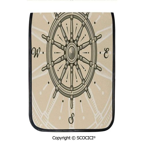  SCOCICI iPad Pro 12.9 Inch Sleeve Tablet Protective Bag Retro Ship Wheel Antique Sailboat Navigation Tool Monochromic Nostalgic Deco Custom Tablet Sleeve Bag Case