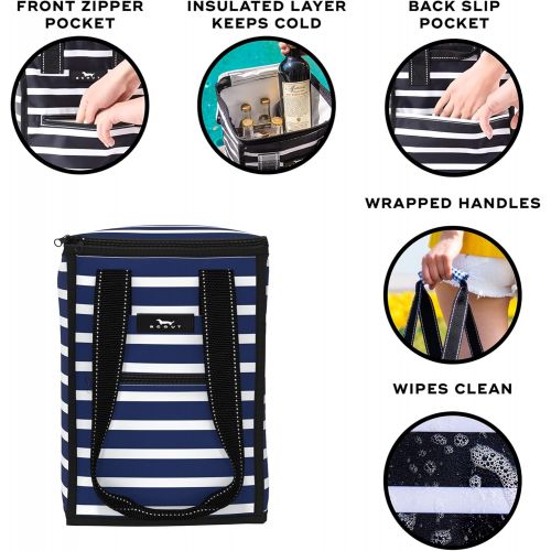  SCOUT Pleasure Chest Soft Cooler, 4 Bottle Wine Cooler Bag, Insulated, Collapsible, Lightweight, and Portable Beach Cooler Tote Bag in Nantucket Navy Pattern (Multiple Patterns Ava