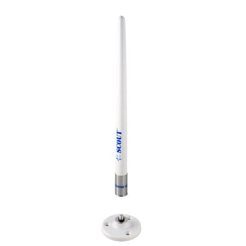  SCOUT AM-FM marine boat ANTENNA Scout KS100. 10.5 inch tall. Mount, SS screws incl. Italian designed and made.