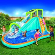 SCS Direct Inflatable Water Slide - Huge Kids Pool (14 Feet Long by 8 Feet High) with Built in Sprinkler Wave and Water Wall - Heavy Duty Outdoor Pipeline Adventure Park - Blower Included