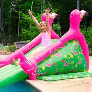 Giant Inflatable Flamingo Pool Slide w/Built-in Side Water Sprinklers for Kids- Extra Large Size (98