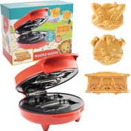 Daniel Tiger Waffle Maker Iron-Electric Nonstick Waffler Feature 3D mini Character Shaped Waffles Pancakes: Daniel Tiger, Caterina Kitty Cat & the Trolley-Fun Themed Party, Make Breakfast Fun for Kids