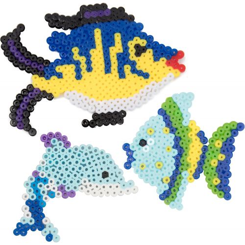  [아마존베스트]SCS Direct 8,000pc Fuse Bead Super Kit w/Sea Animal Pegboards and Templates - 12 Colors, 6 Peg Boards, Tweezers, Ironing Paper, Case - Works with Perler Beads