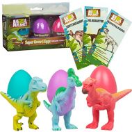 SCS Direct Animal Planet Super Grow Dinosaur Eggs 3 Pack - Dino Egg Toys Hatch and Grow to 3X Size in Water - Velociraptor, Pachycephalosaurus, & Corythosaurus w Educational Fact C