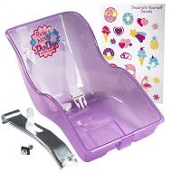 SCS Direct Ride Along Dolly Dolly Glitter Bike Seat with Decorate Yourself Decals (Fits American Girl and 18 Dolls and Stuffed Animals)