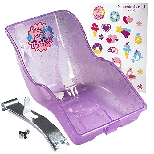  SCS Direct Ride Along Dolly Dolly Glitter Bike Seat with Decorate Yourself Decals (Fits American Girl and 18 Dolls and Stuffed Animals)