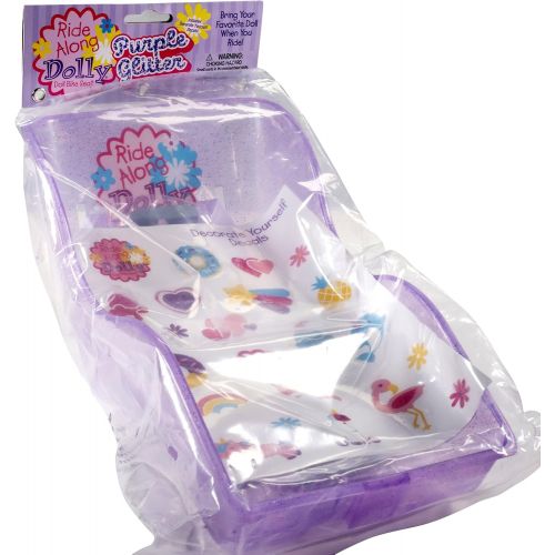  SCS Direct Ride Along Dolly Dolly Glitter Bike Seat with Decorate Yourself Decals (Fits American Girl and 18 Dolls and Stuffed Animals)