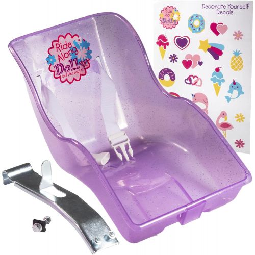  SCS Direct Ride Along Dolly Dolly Glitter Bike Seat with Decorate Yourself Decals (Fits American Girl and 18 Dolls and Stuffed Animals)