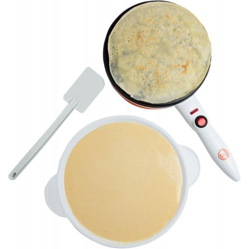  [아마존베스트]MasterChef Cordless Crepe Maker with FREE Recipe Guide- Non-stick Dipping Plate plus Electric Base and Spatula, Fun Gift