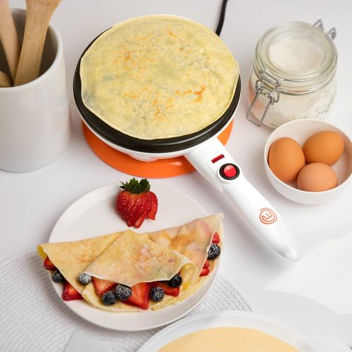  [아마존베스트]MasterChef Cordless Crepe Maker with FREE Recipe Guide- Non-stick Dipping Plate plus Electric Base and Spatula, Fun Gift