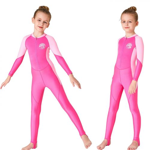  SCUBA DONKEY Girls One Piece Swimsuit Scuba Diving Long Sleeve Zipper Up Quick Dry Sunsuit