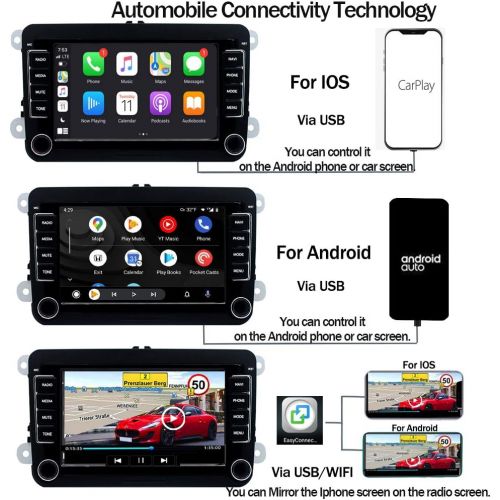 [아마존베스트]SCUMAXCON Car Radio Carplay Android Auto Bluetooth Android10 Double Din Car Stereo RVC SWC EasyLink for VW Jetta Golf Pasaat Caddy Tiguan Transporter CC Altas