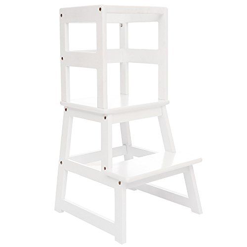  SDADI Kids Kitchen Step Stool with Safety Rail- for Toddlers 18 Months and Older, White LT01W