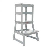 SDADI Kids Kitchen Step Stool with Safety Rail - for Toddlers 18 Months and Older, Gray LT01G