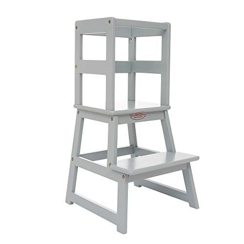  SDADI Kids Kitchen Step Stool with Safety Rail - for Toddlers 18 Months and Older, Gray LT01G