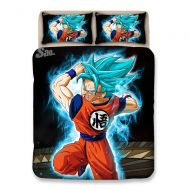 SDZSH 3 Piece Childrens Boys Girls 3D Dragonball Z Goku Bedding Duvet Cover Set (No Comforter)