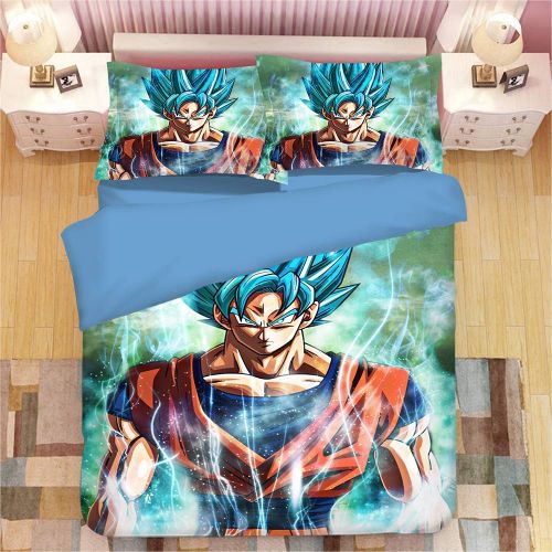  SDZSH 3 Pieces Bedding Set 3D Dragonball Z Goku Style Microfiber Men Teen Boys Kids 1 Duvet Cover and 2 Pillowcases (Full Size)
